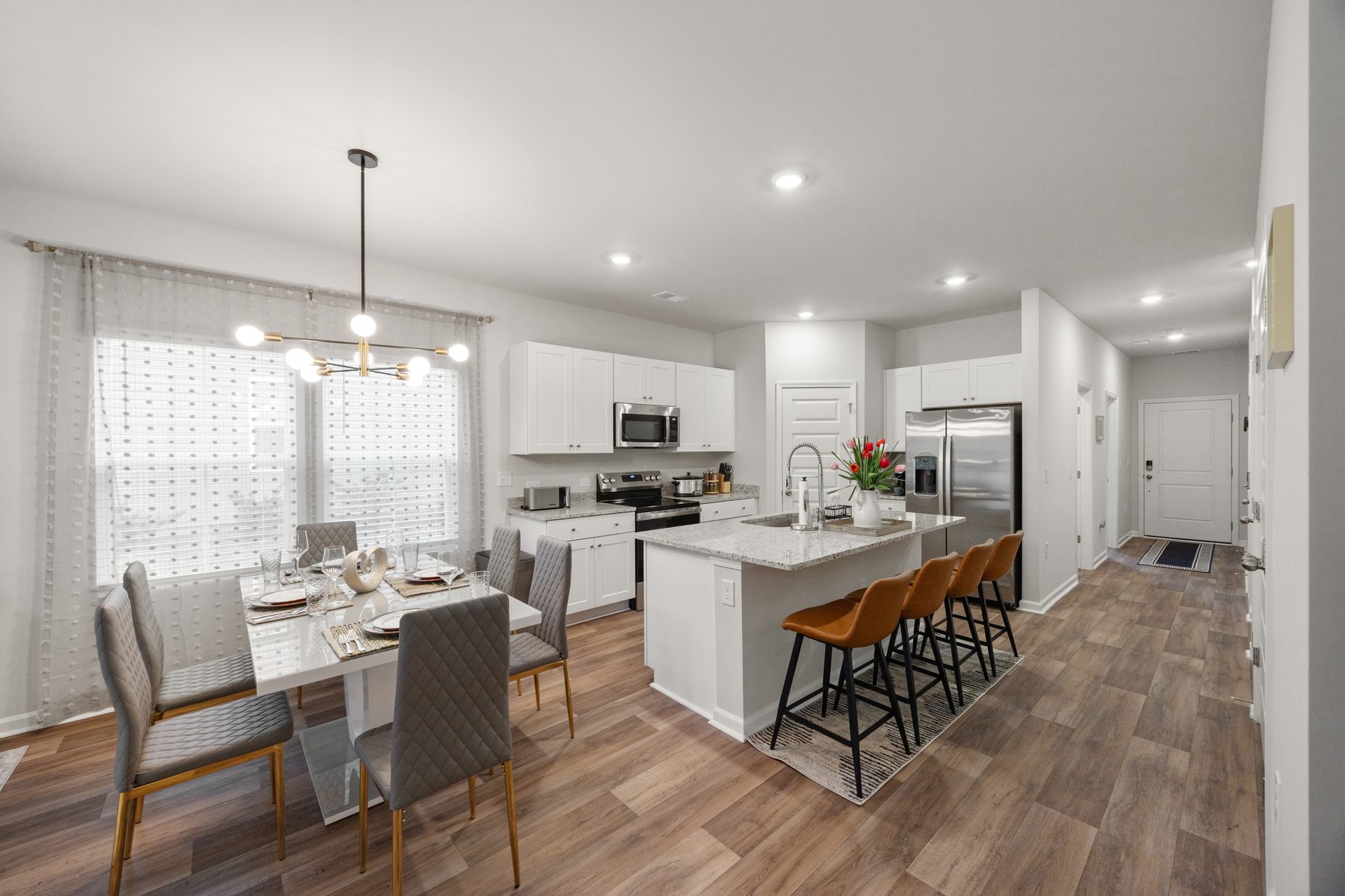 Bright kitchen and dining area